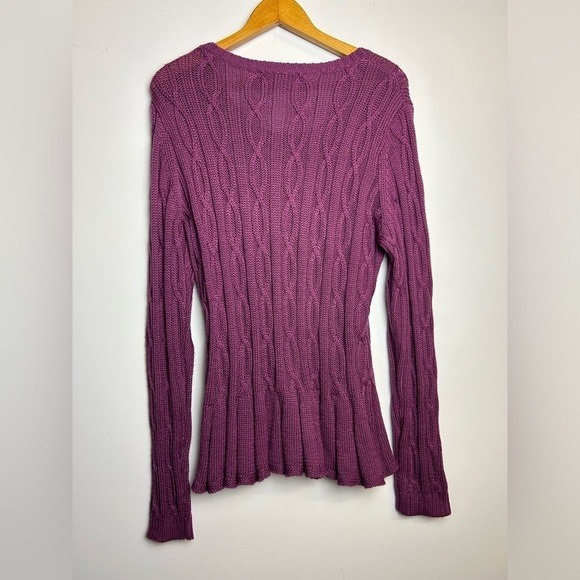 Y2K ALEX MARIE Cable Knit Babydoll Purple Wool Size Xl V-Neck Old money VTG - Picture 2 of 9